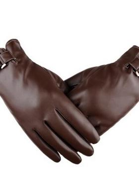 2018 winter glove pu leather phone screen touch men gloves