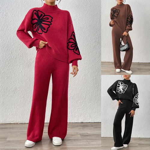 Women's Autumn And Winter Suit Women's Ribbon Embroidery Lan