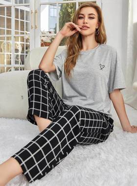 2pcs set Pijamas Pajamas pyjamas Women Nightwear Sleepwear