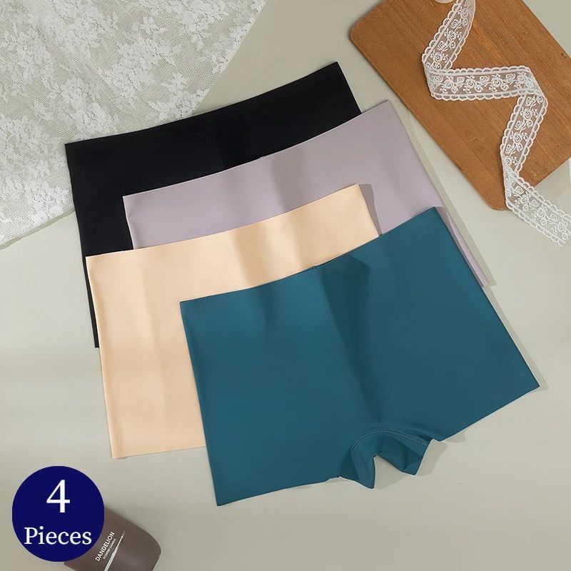 BZEL 4PCS Women's Panties Seamless Boxers Breathable Lingeri