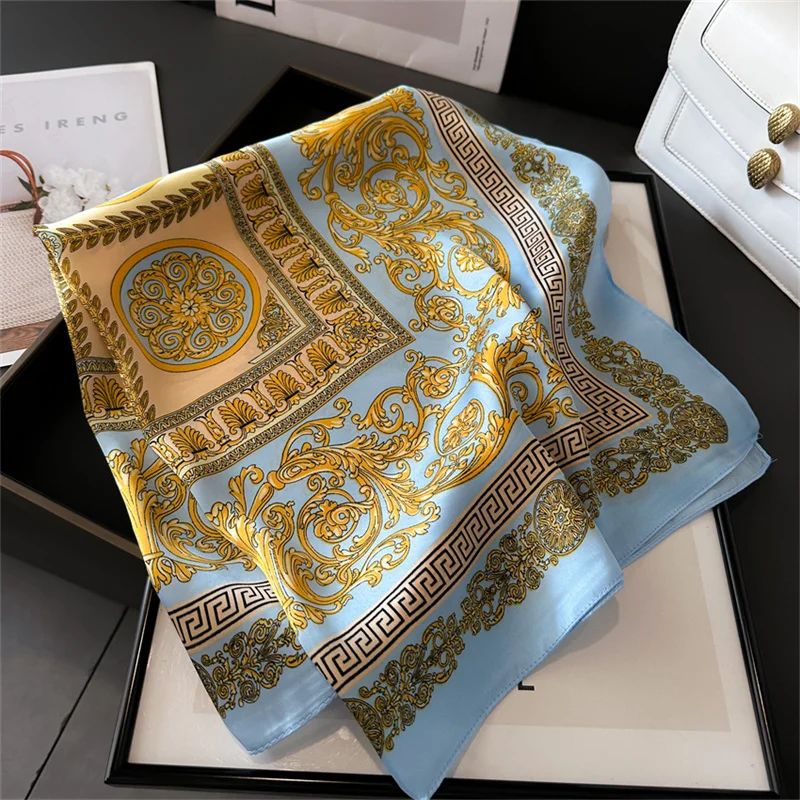2024 New Fashion 70X70cmPrinted Women's Scarf Pashmina Silk