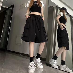 ZOKI Women High Waist Cargo Shorts American Style Streetwear