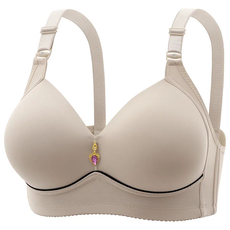 New Non-magnetic Thin Cup Glossy Fat Mm Bra Large Size No Un