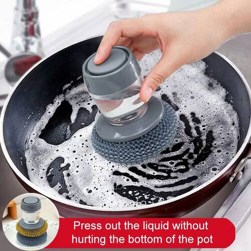 1pc Portable Kitchen Soap Dispensing Dishwashing Tool Brush
