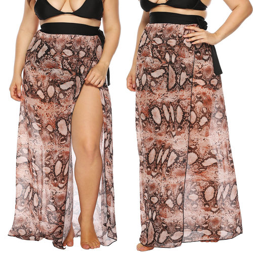 Plus Size Women's Leopard Print Strap Irregular One-piece Sk
