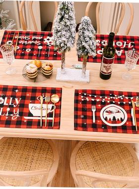 christmas decoration Red and black checked printed placemat