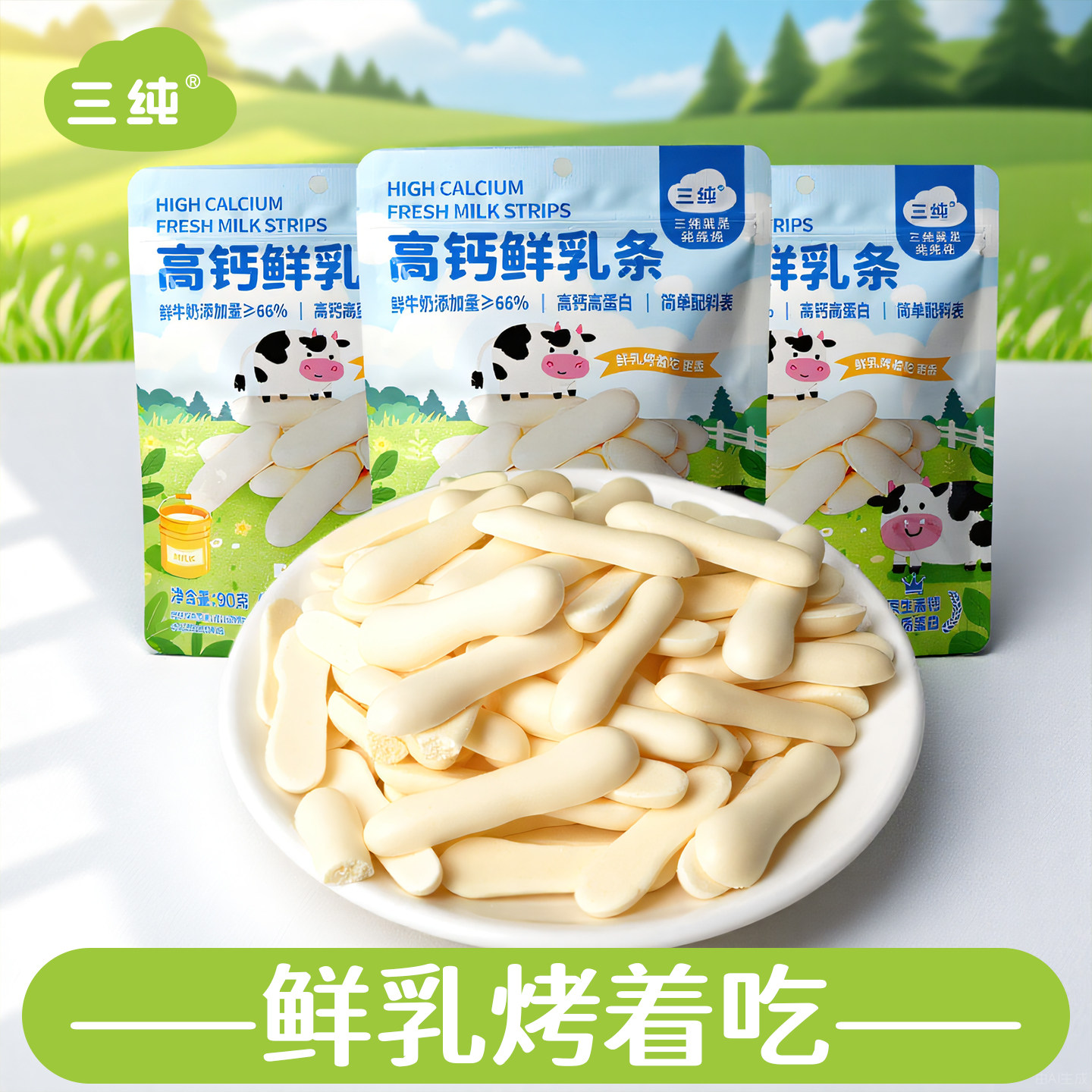 【U先超市】三纯烤鲜乳条烤牛奶奶制品儿童孕妇奶皮办公室零食