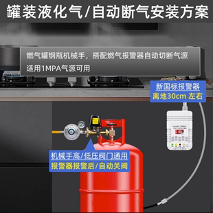 燃气报警器家用消防认证天然气液化气煤气泄露自动断气电磁切断阀