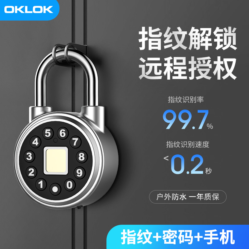 指纹密码挂锁户外防水智能家用防盗远程电子锁头带钥匙仓库大门锁