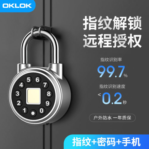 指纹密码挂锁户外防水智能家用防盗远程电子锁头带钥匙仓库大门锁