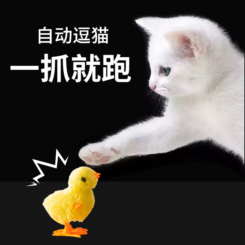 猫玩具发条小鸡自嗨逗猫棒毛绒