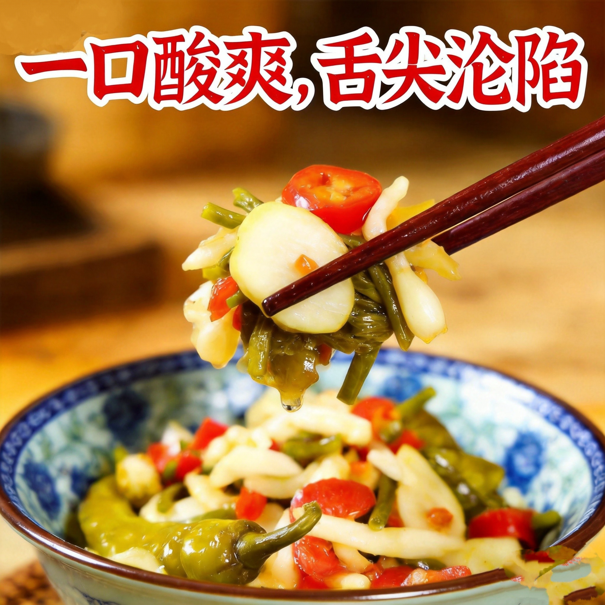 婺源酸菜酸辣椒豆角萝卜开胃下饭菜农家土法腌制泡菜混合酸菜一斤