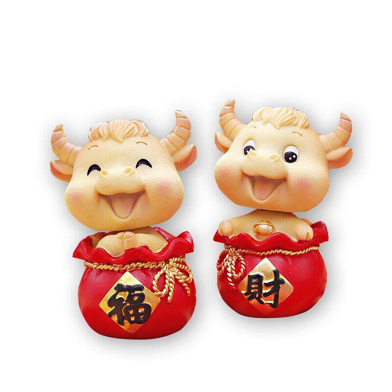 牛气冲天跨年个性办公室车摆祈福新年小动物本命年送客户书柜摆台