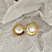 Tujiao 18k包金耳钉 vintage复古珍珠耳钉古董款 法式 celi中古款