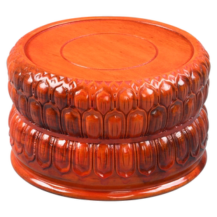 红木双层莲花底座佛像观音菩萨底座花瓶花盆景摆件底座托架实木质