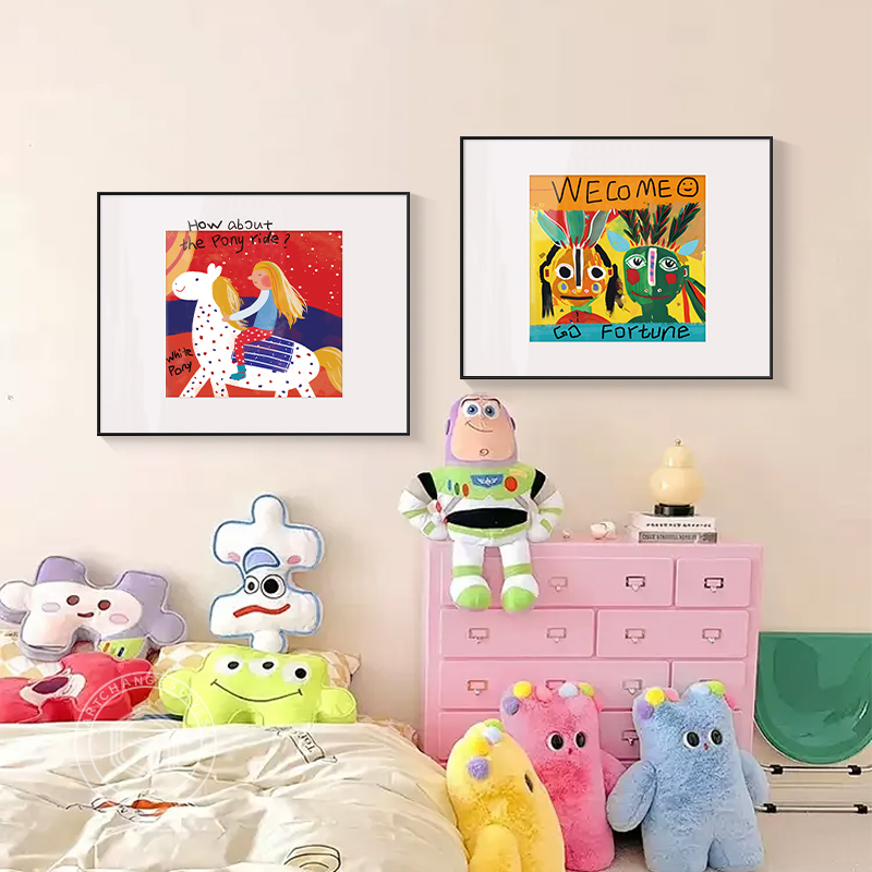 2025新款多巴胺卧室床头装饰画卡通儿童房男女孩高档客厅餐厅挂画