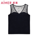 爱慕打底女士花恬蕾丝V领无袖 纯色背心AM728721