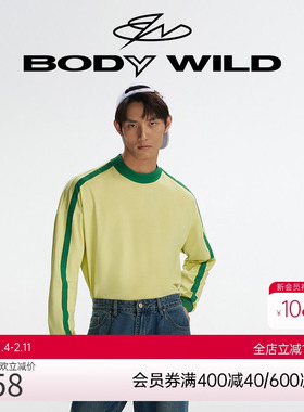 【索罗娜棉 不易变形】BODYWILD 圆领拼接长袖上衣t恤男ZBN41EH4