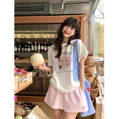 白色重磅纯棉正肩短袖t恤女夏2026新款宽松半袖设计感小众上衣女