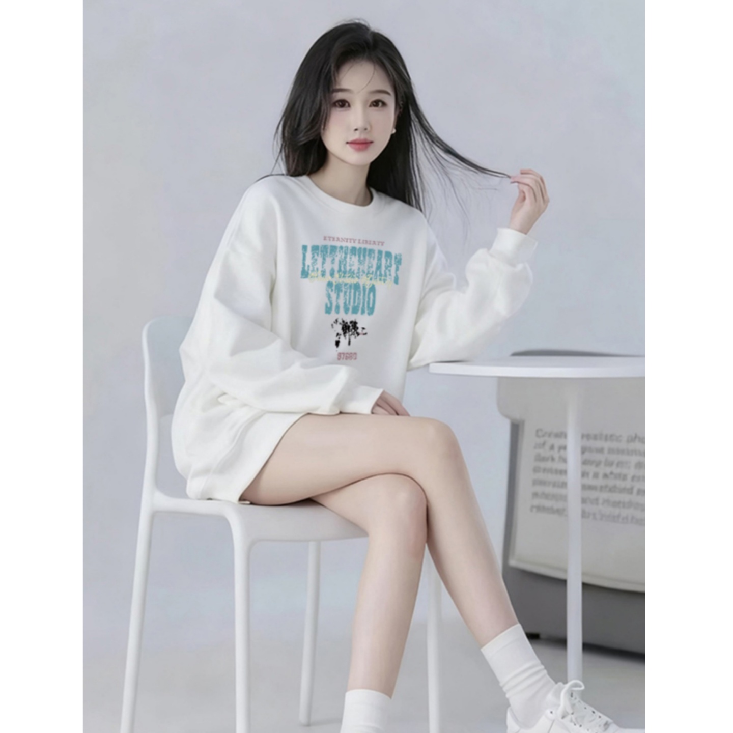 美式oversize慵懒风圆领重磅卫衣女2025新款爆款字母印花套头上衣