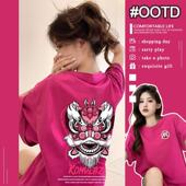 潮酷街头百搭情侣装 宽松显瘦上衣小众 新款 醒狮印花短袖 T恤ins夏季