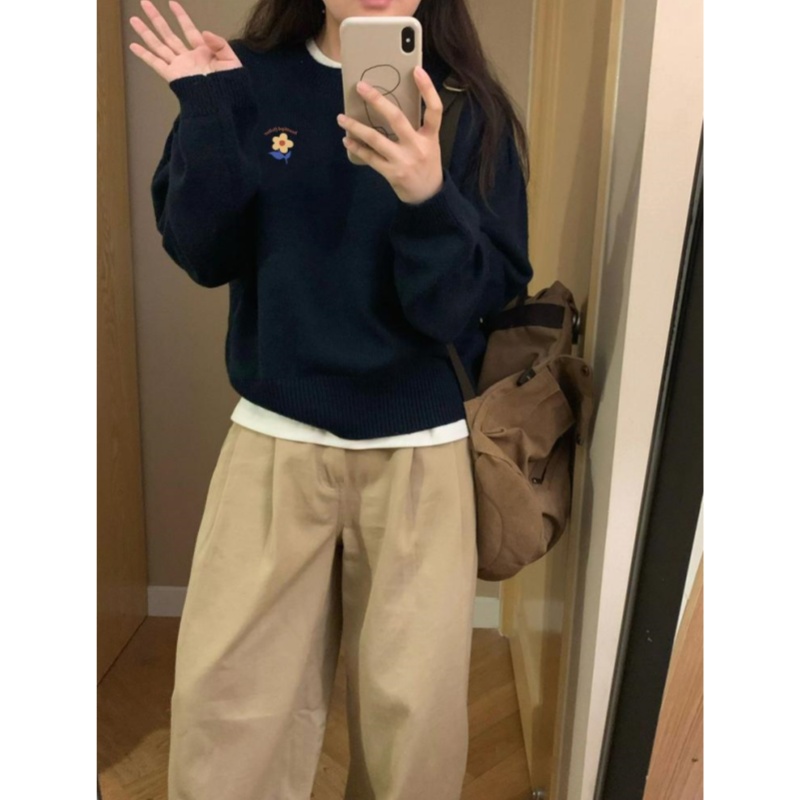 藏蓝色短款卫衣女2025新款爆款小个子秋冬款加绒加厚圆领上衣早秋