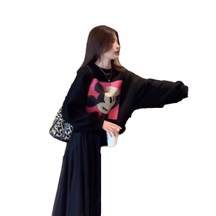 2026春款女装欧货美式复古小个子圆领卫衣女休闲百搭长袖上衣女秋