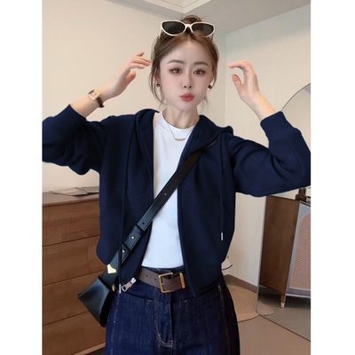 韩版短款开衫卫衣连帽拉链女2025新款秋冬季加绒加厚保暖外套上衣