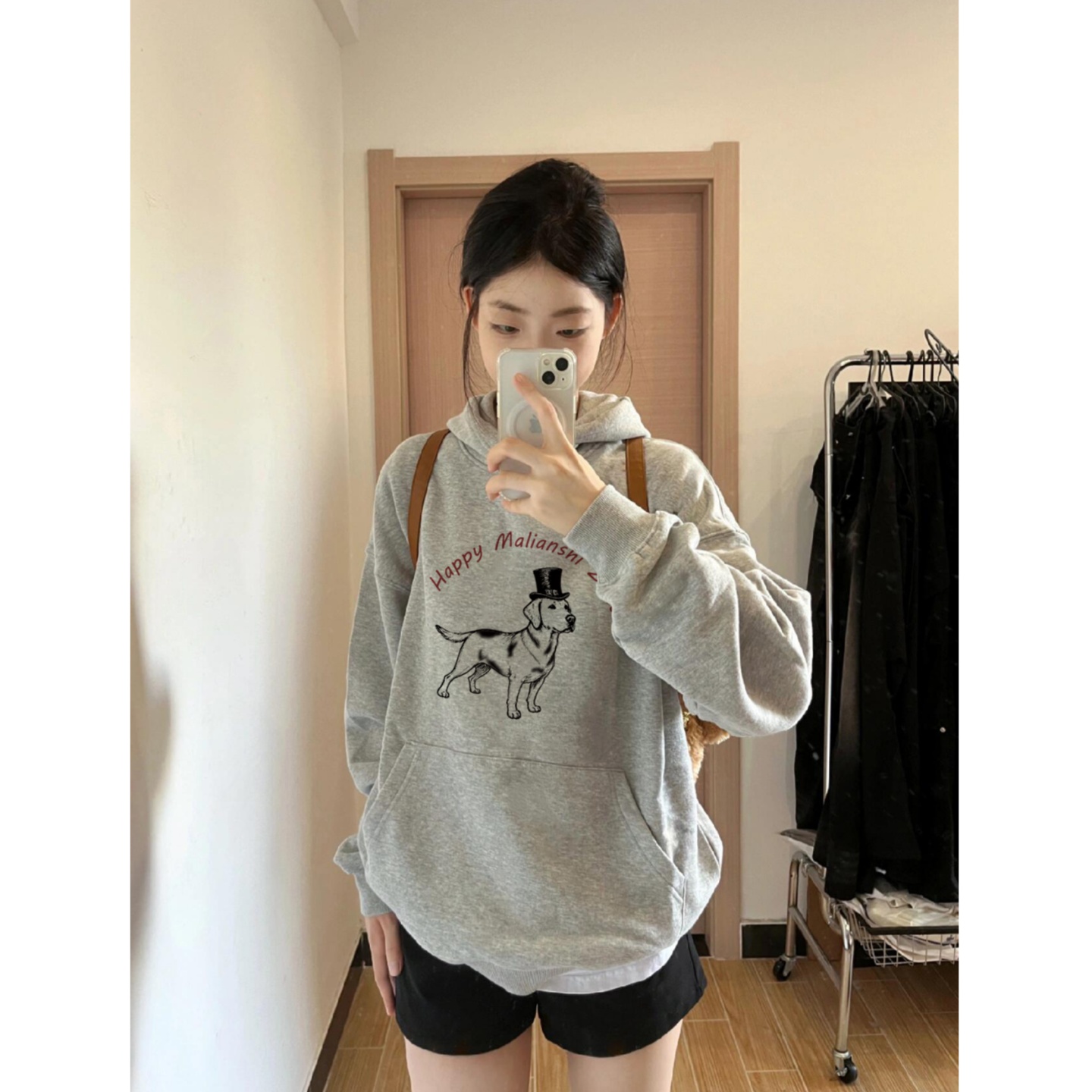 美式复古灰色连帽卫衣女2025新款宽松加绒高级感秋冬保暖慵懒外套