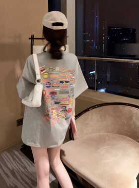 灰色港风短袖t恤女2026夏季新款宽松ins设计感下半身失踪辣妹上衣