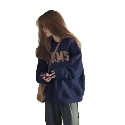 加厚纯棉宽松大版中长款卫衣女