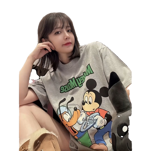 卡通米老鼠印花短袖T恤女2026春款女装新款休闲宽松百搭显瘦上衣