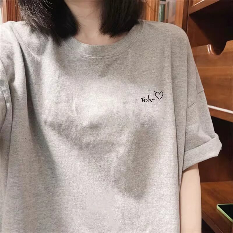 专柜商场撤回高端爆款夏季韩国女装灰色下衣失踪短袖t恤纯棉上衣