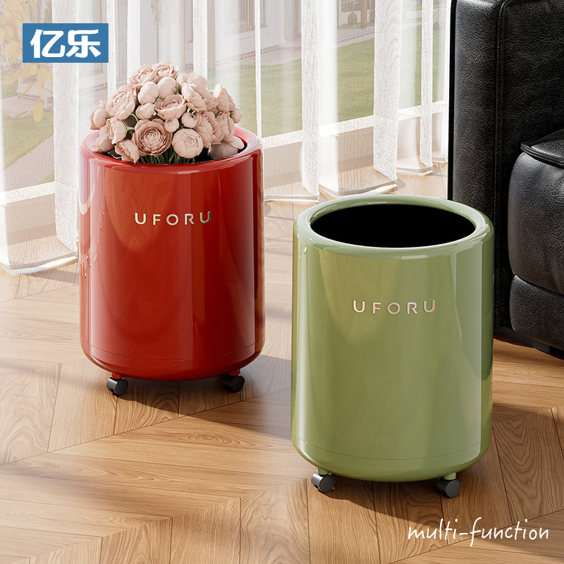 2025新款带轮复古垃圾桶