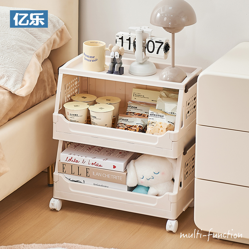 可折叠床头柜置物架出租房改造移动书架家用床边桌下零食柜收纳柜