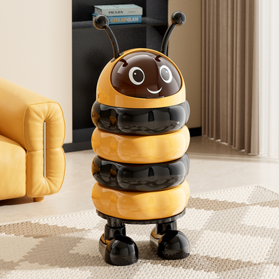 小蜜蜂卡通垃圾桶家用2025新款客厅带盖卧室卫生间高颜值创意可爱