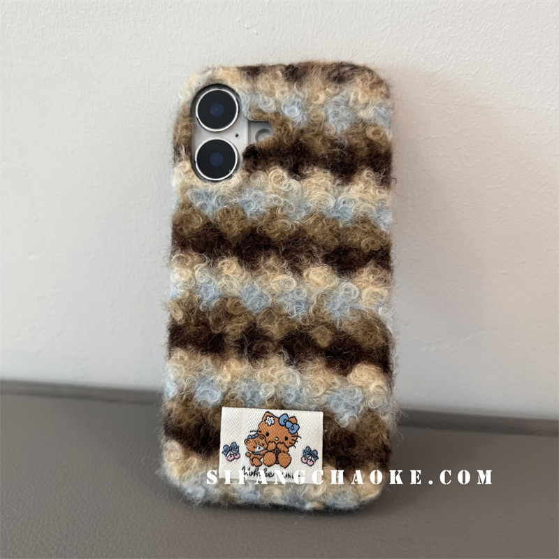 豹纹毛绒早秋适用iPhone17Promax手机壳15/14/13Pro套15PM壳14P简约