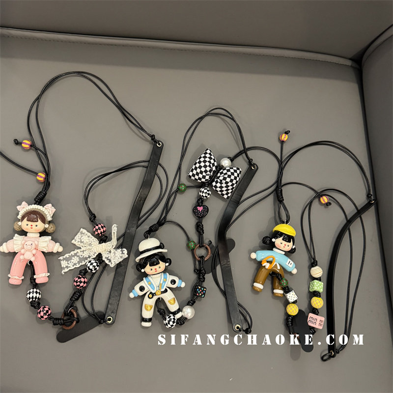 粉色蝴蝶结卡通斜挂手机壳挂件书包挂饰斜背夏季便携款