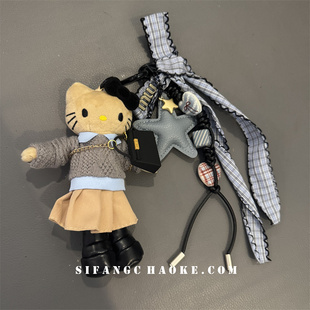 灰色小猫创意车钥匙扣手机壳挂件饰品装饰包包挂件挂绳