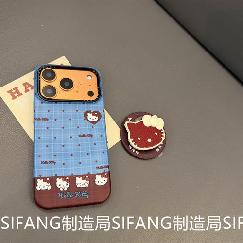 蓝色小猫磁吸支架适用iPhone17ProMax手机壳15Pro套16/16PM壳个性15PM壳