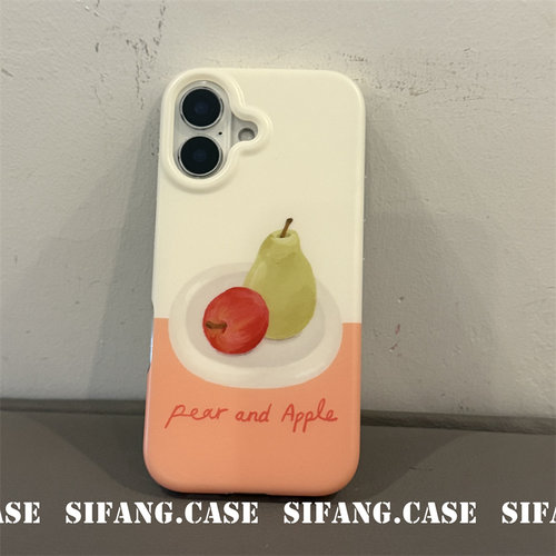 梨苹果盘子彩色夏季简约适用iPhone17ProMax手机壳16/16Pro套个性17/17P壳百搭