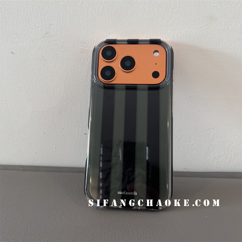 蓝色条纹复古创意亮面初秋新款适用iPhone17ProMax手机壳15/14/16Pro套简约16PM壳