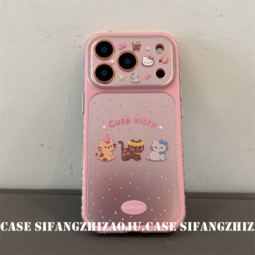 波点三只小猫创意透色边适用iPhone17proMax手机壳17/16/16Pro套16PM壳百搭