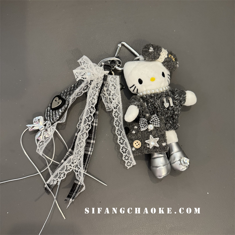 珍珠毛绒针织线毛绒车钥匙扣手机壳挂件包包挂绳耳机套挂饰