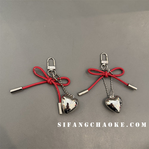 蝴蝶结爱心皮车钥匙扣手机壳挂饰包包挂链装饰个性链条扣