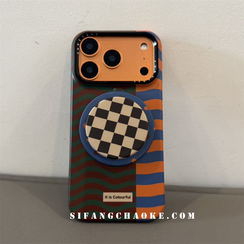 格子棋盘格磁吸壳条纹适用iPhone17ProMax手机壳15/14/13/16Pro套14P壳