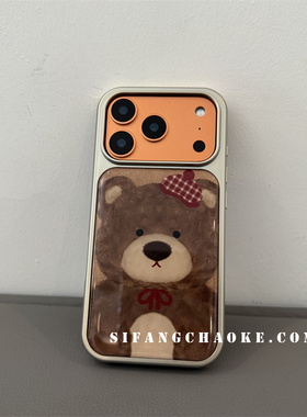 小熊红色帽子蝴蝶结适用iPhone17ProMax手机壳15/14/14Pm套15Pro壳简约