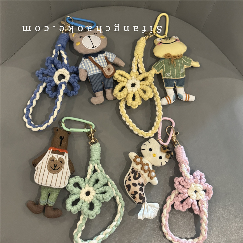 手工编织手机挂绳花朵手腕带短款波西米亚ins防丢挂绳车钥匙扣