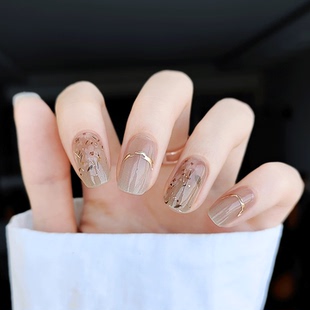 【UC74锦绣】半烤美甲贴纸国风小花金边高级感半固化UV凝胶指甲贴