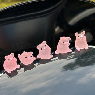 网红小粉粉猪电动车后视镜迷你可爱动漫机车摩托车改造配件装饰贴